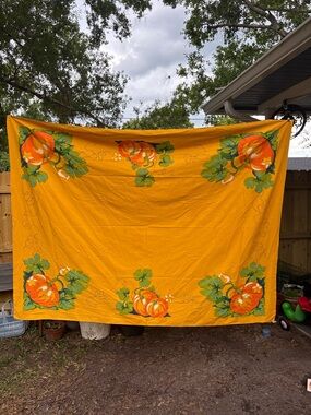 Vintage hand painted Pumpkin Vine festive Large Tablecloth